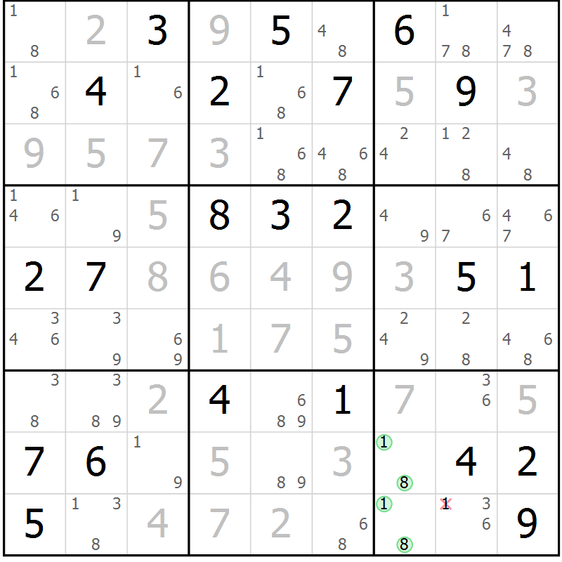 Position des candidats pour la solution de la Gr 21 page 24 du magazine de sudoku Sudoku Suprême n° 039