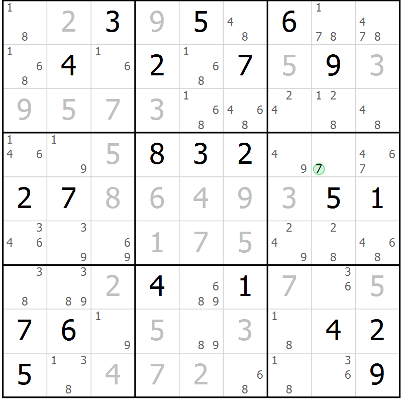 Position des candidats pour la solution de la Gr 21 page 24 du magazine de sudoku Sudoku Suprême n° 039
