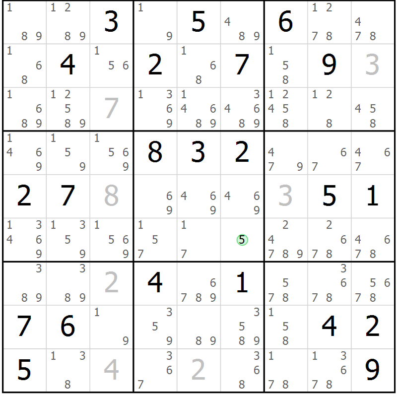 Position des candidats pour la solution de la Gr 21 page 24 du magazine de sudoku Sudoku Suprême n° 039