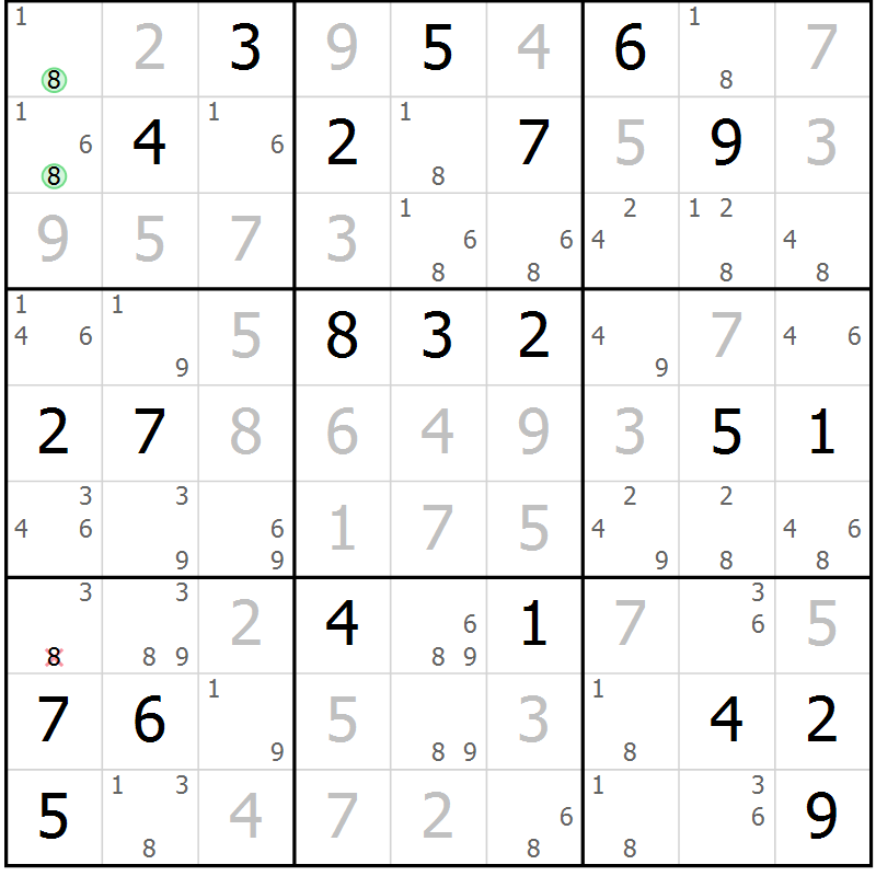 Position des candidats pour la solution de la Gr 21 page 24 du magazine de sudoku Sudoku Suprême n° 039