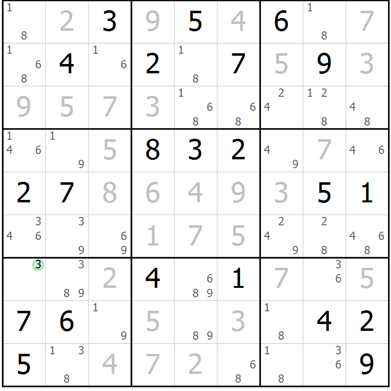 Position des candidats pour la solution de la Gr 21 page 24 du magazine de sudoku Sudoku Suprême n° 039