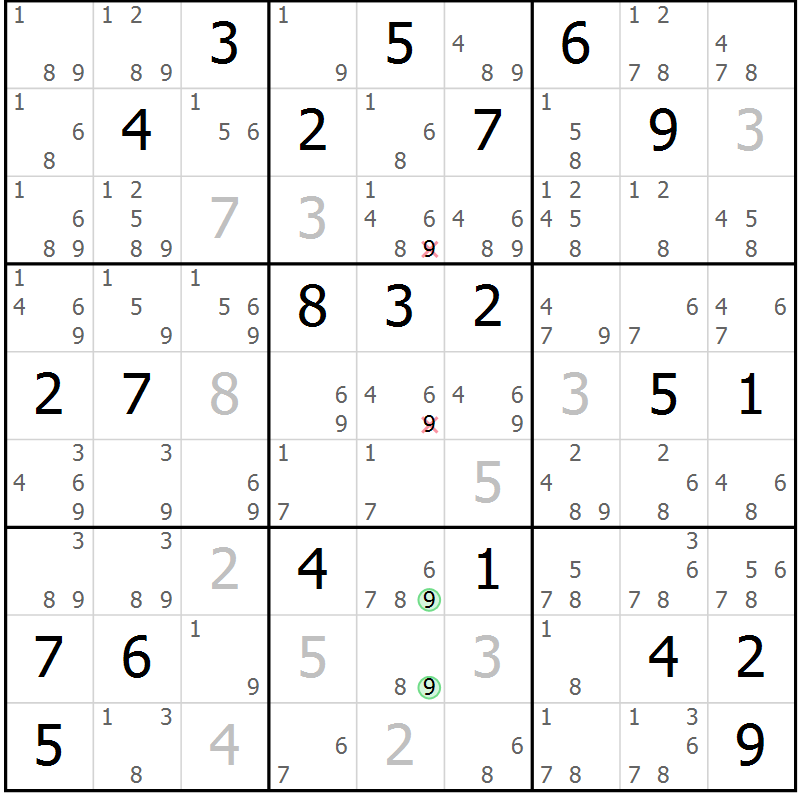 Position des candidats pour la solution de la Gr 21 page 24 du magazine de sudoku Sudoku Suprême n° 039