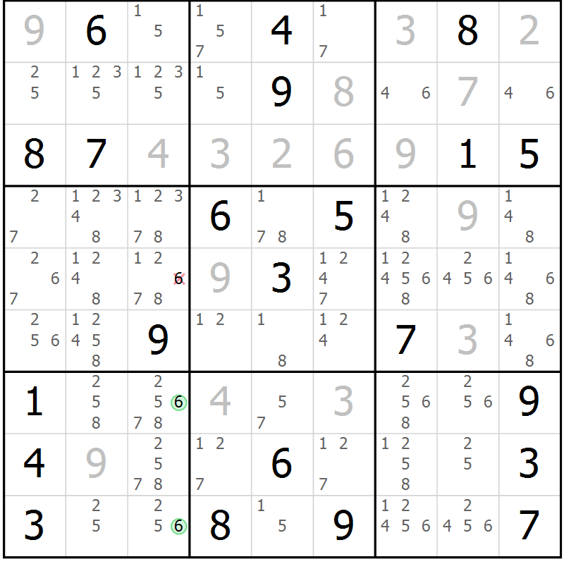 Position des candidats pour la solution de la Gr 22 page 25 du magazine de sudoku Sudoku Suprême n° 039