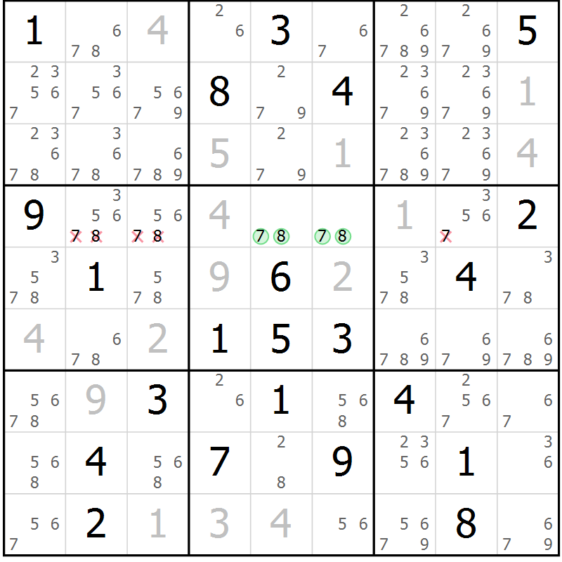 Position des candidats pour la solution de la Gr 24 page 27 du magazine de sudoku Sudoku Suprême n° 039