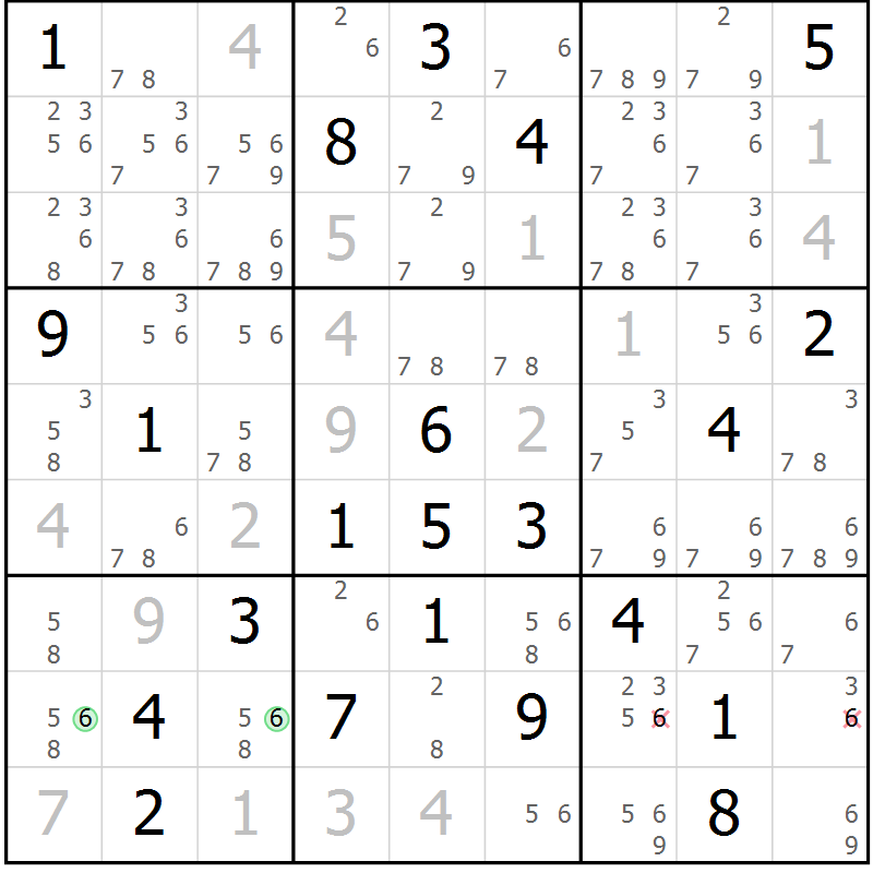 Position des candidats pour la solution de la Gr 24 page 27 du magazine de sudoku Sudoku Suprême n° 039