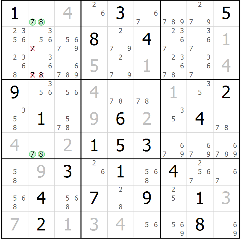 Position des candidats pour la solution de la Gr 24 page 27 du magazine de sudoku Sudoku Suprême n° 039