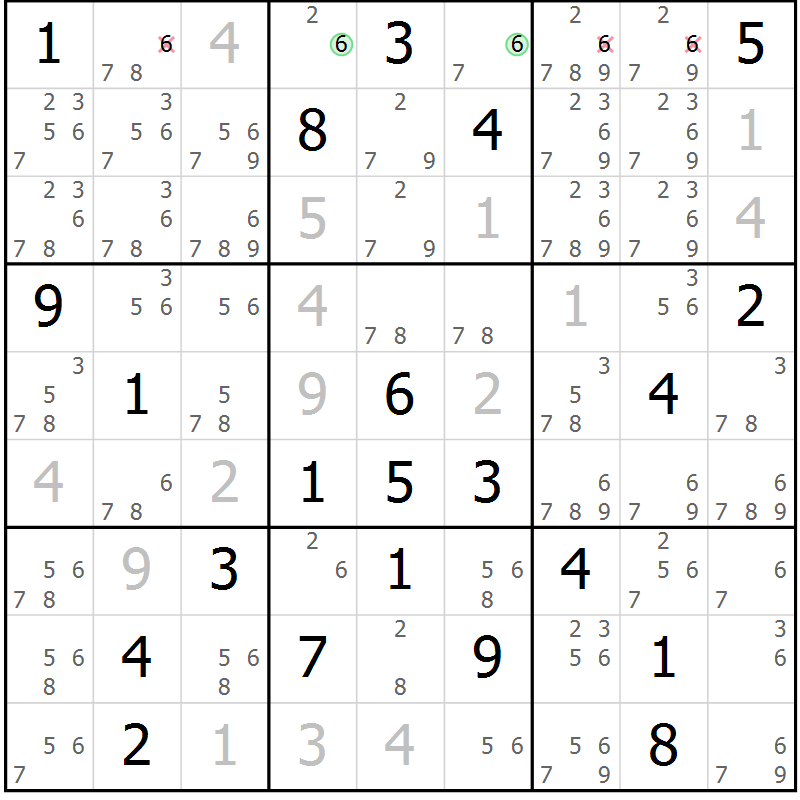 Position des candidats pour la solution de la Gr 24 page 27 du magazine de sudoku Sudoku Suprême n° 039