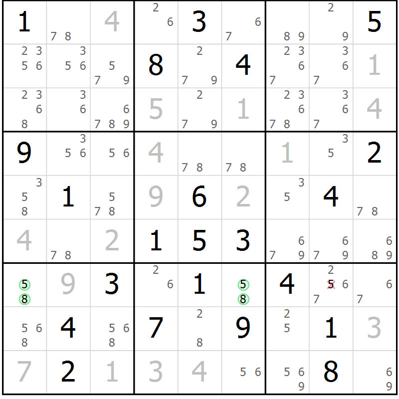 Position des candidats pour la solution de la Gr 24 page 27 du magazine de sudoku Sudoku Suprême n° 039