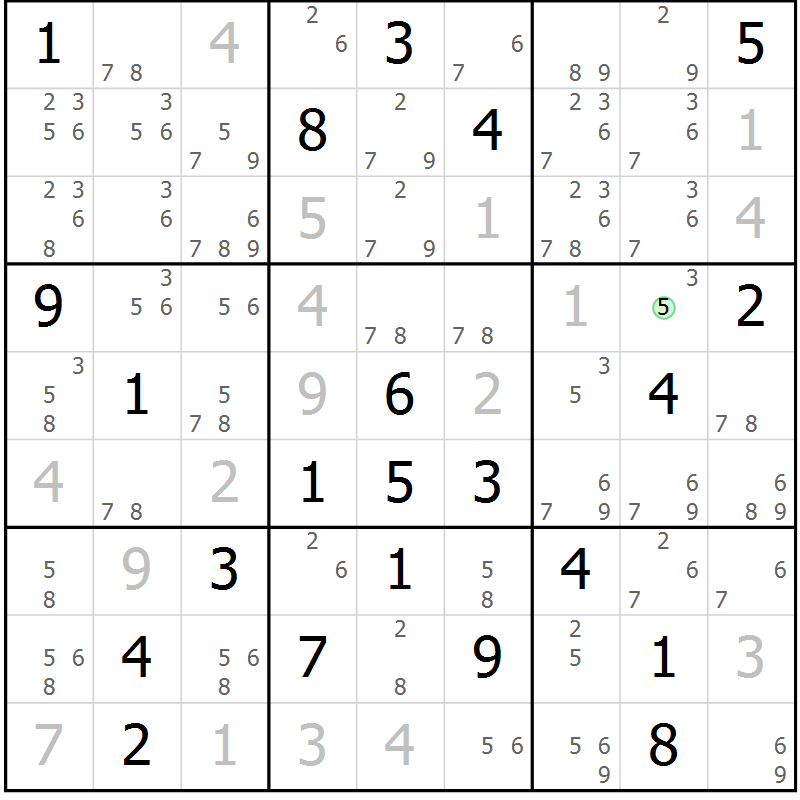Position des candidats pour la solution de la Gr 24 page 27 du magazine de sudoku Sudoku Suprême n° 039