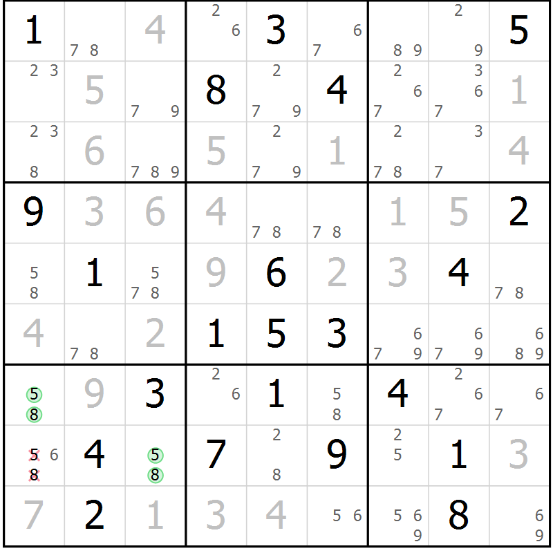 Position des candidats pour la solution de la Gr 24 page 27 du magazine de sudoku Sudoku Suprême n° 039