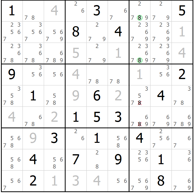 Position des candidats pour la solution de la Gr 24 page 27 du magazine de sudoku Sudoku Suprême n° 039