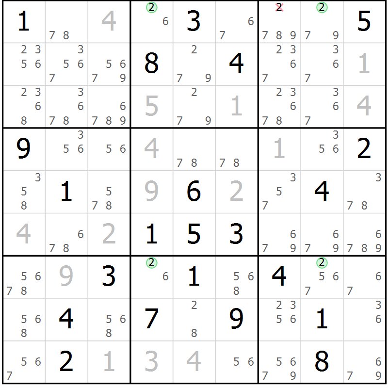 Position des candidats pour la solution de la Gr 24 page 27 du magazine de sudoku Sudoku Suprême n° 039