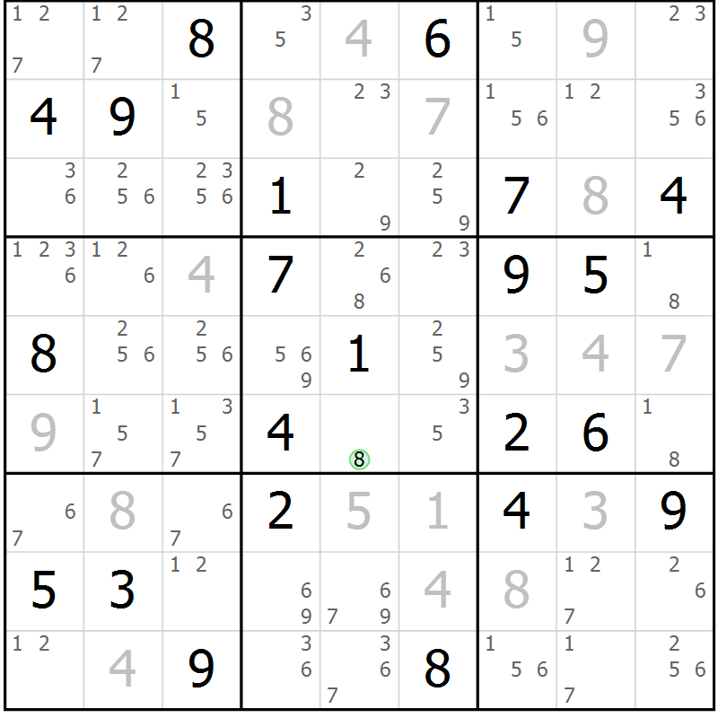 Position des candidats pour la solution de la Gr 27 page 30 du magazine de sudoku Sudoku Suprême n° 039