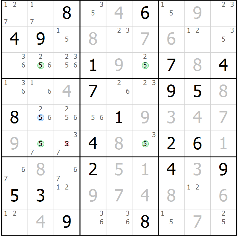 Position des candidats pour la solution de la Gr 27 page 30 du magazine de sudoku Sudoku Suprême n° 039