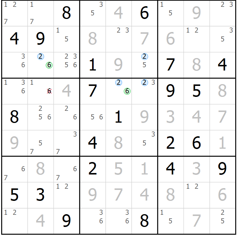 Position des candidats pour la solution de la Gr 27 page 30 du magazine de sudoku Sudoku Suprême n° 039