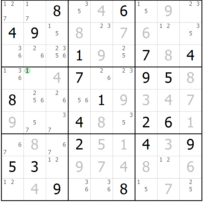Position des candidats pour la solution de la Gr 27 page 30 du magazine de sudoku Sudoku Suprême n° 039