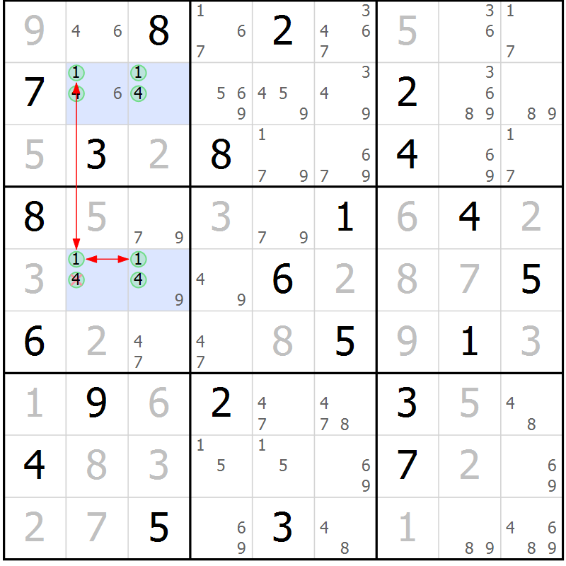 Position des candidats pour la solution de la Gr 29 page 32 du magazine de sudoku Sudoku Suprême n° 039
