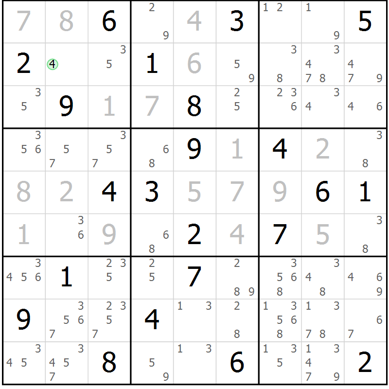 Position des candidats pour la solution de la Gr 3 page 6 du magazine de sudoku Sudoku Suprême n° 039