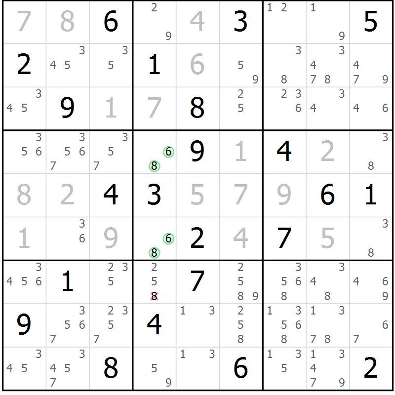 Position des candidats pour la solution de la Gr 3 page 6 du magazine de sudoku Sudoku Suprême n° 039
