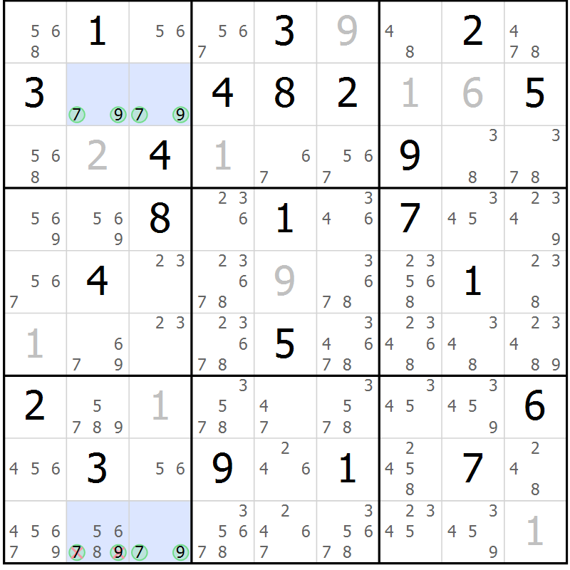 Position des candidats pour la solution de la Gr 30 page 33 du magazine de sudoku Sudoku Suprême n° 039