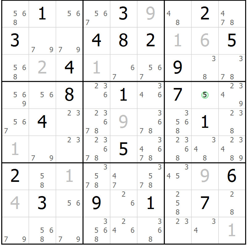 Position des candidats pour la solution de la Gr 30 page 33 du magazine de sudoku Sudoku Suprême n° 039