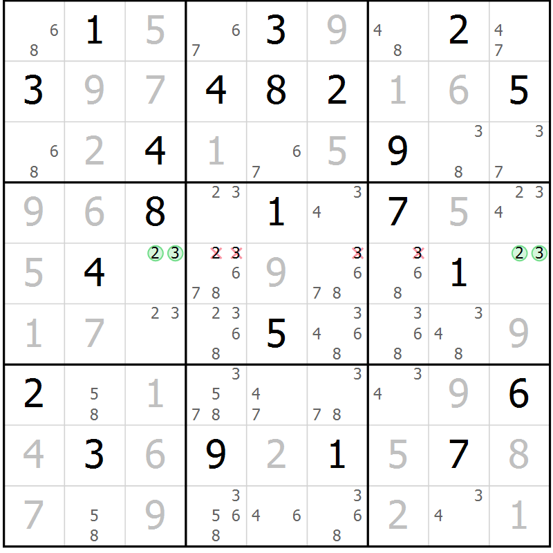 Position des candidats pour la solution de la Gr 30 page 33 du magazine de sudoku Sudoku Suprême n° 039