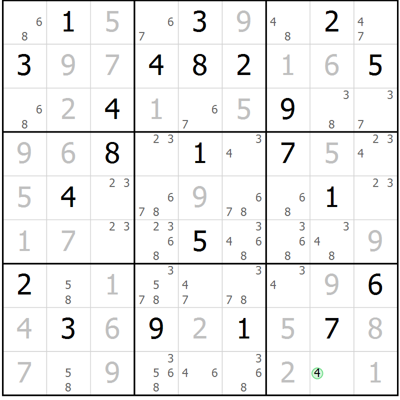 Position des candidats pour la solution de la Gr 30 page 33 du magazine de sudoku Sudoku Suprême n° 039