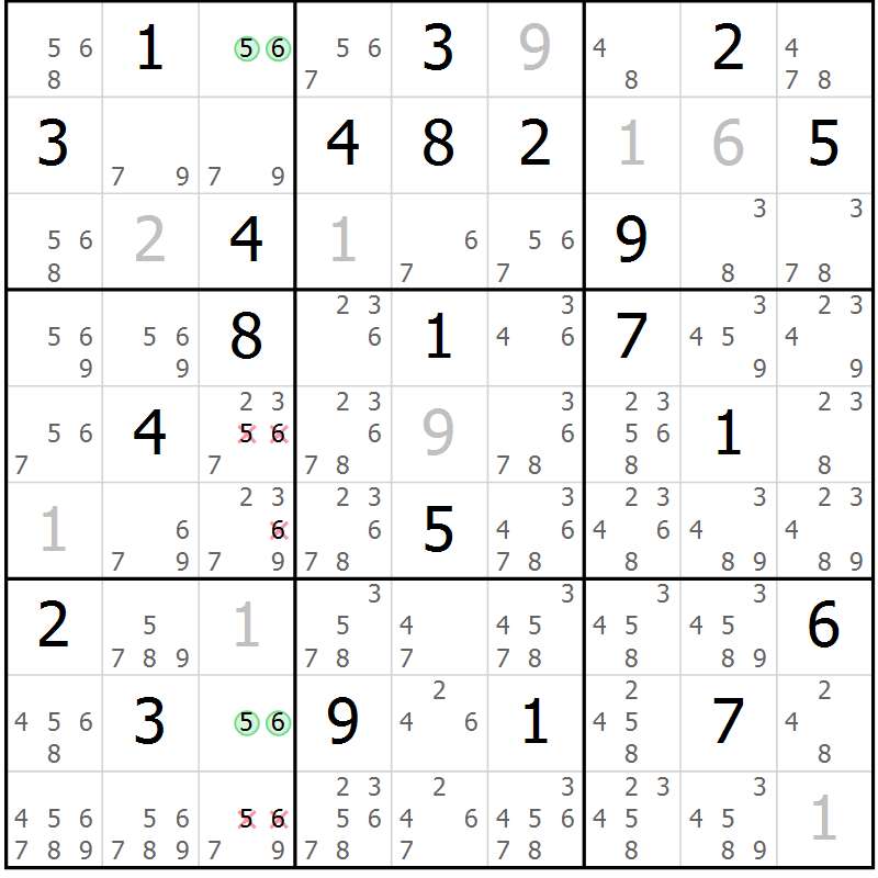 Position des candidats pour la solution de la Gr 30 page 33 du magazine de sudoku Sudoku Suprême n° 039