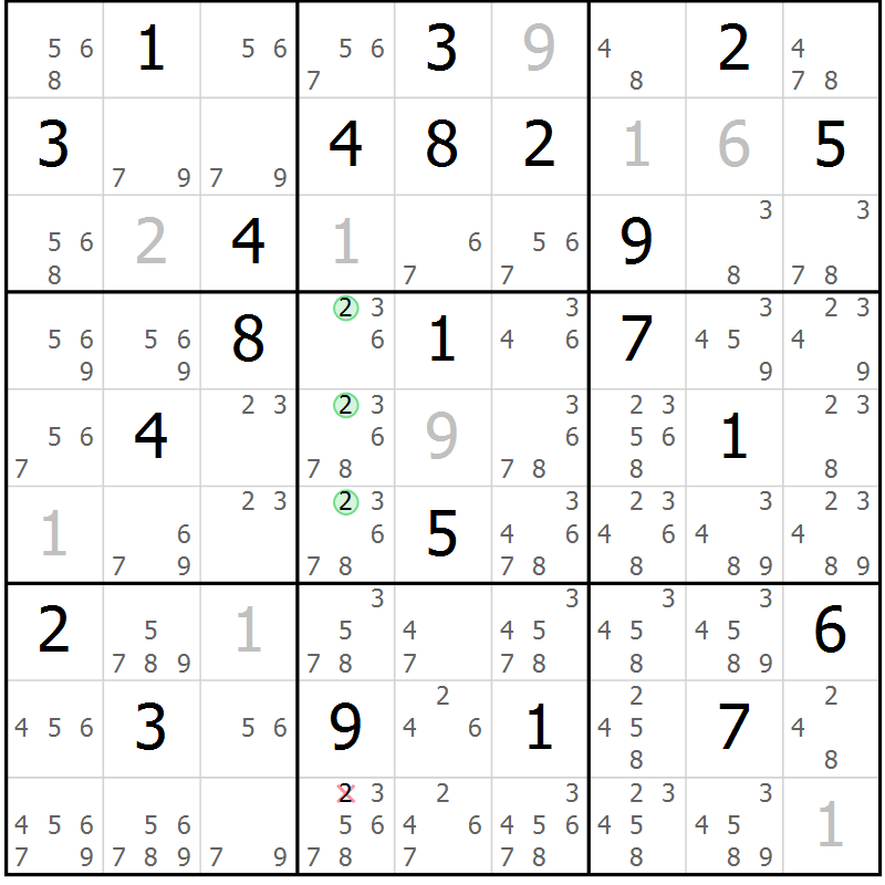 Position des candidats pour la solution de la Gr 30 page 33 du magazine de sudoku Sudoku Suprême n° 039