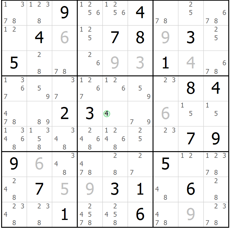 Position des candidats pour la solution de la Gr 31 page 34 du magazine de sudoku Sudoku Suprême n° 039