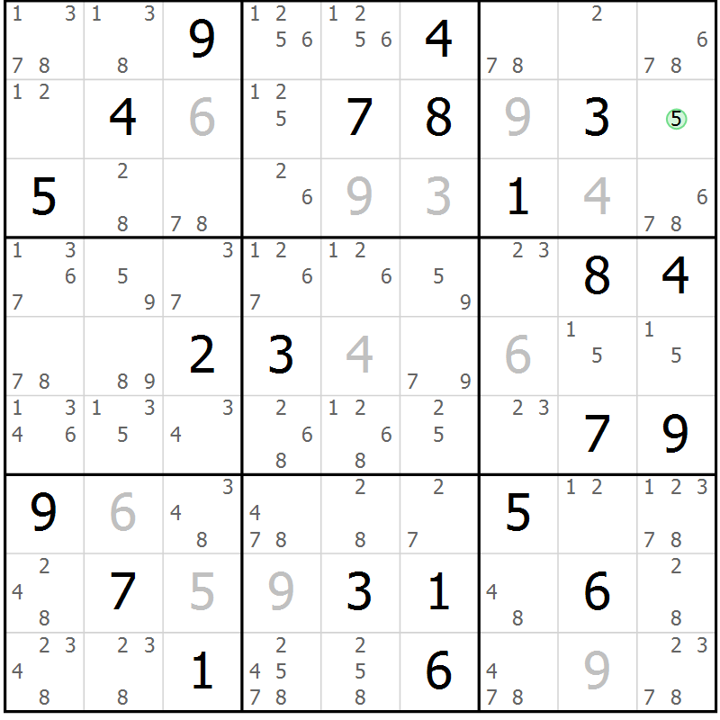 Position des candidats pour la solution de la Gr 31 page 34 du magazine de sudoku Sudoku Suprême n° 039