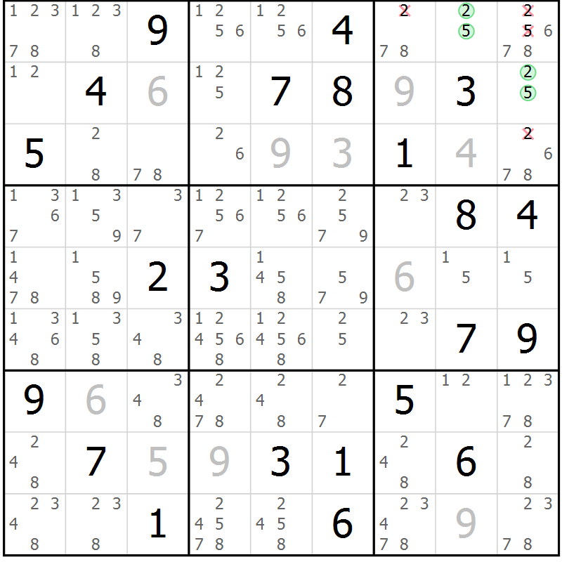 Position des candidats pour la solution de la Gr 31 page 34 du magazine de sudoku Sudoku Suprême n° 039