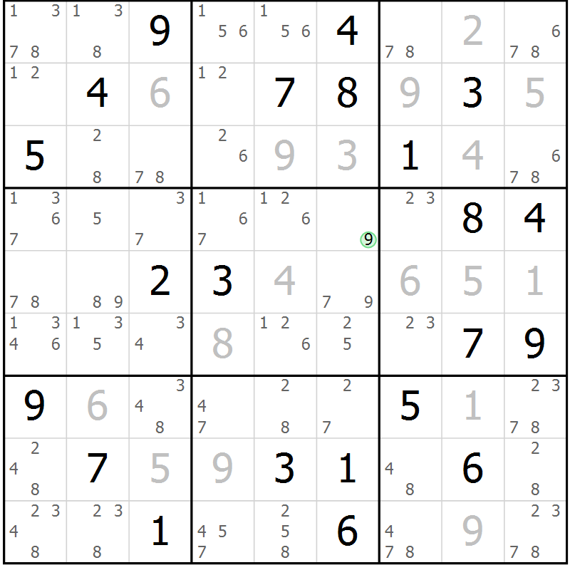 Position des candidats pour la solution de la Gr 31 page 34 du magazine de sudoku Sudoku Suprême n° 039