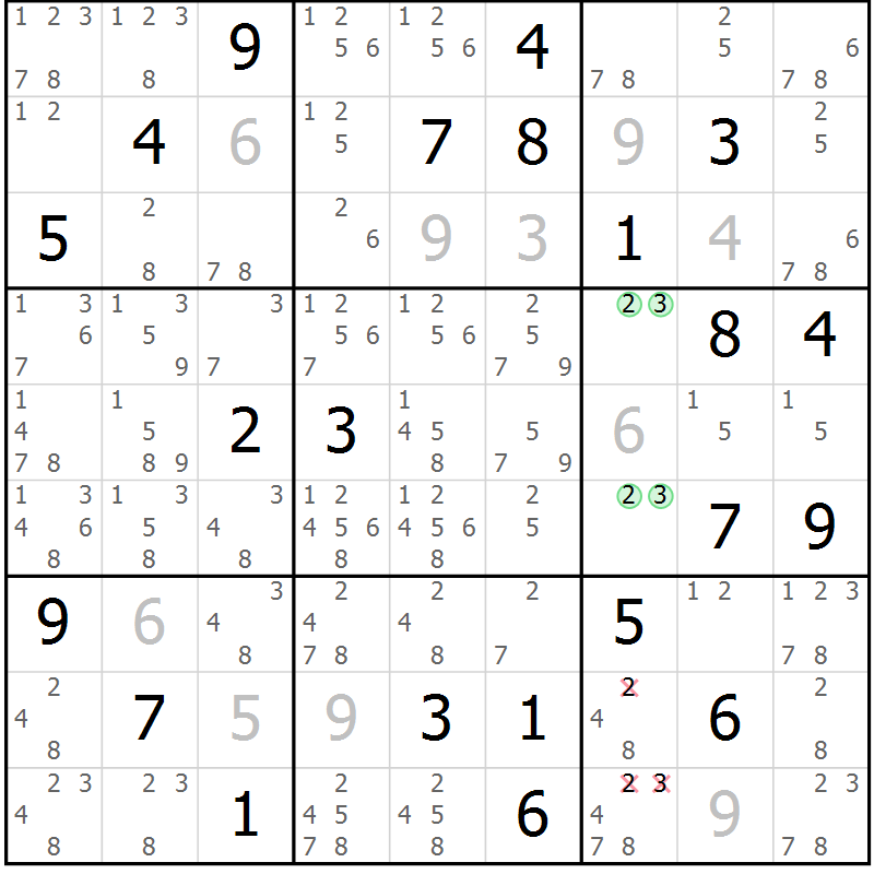 Position des candidats pour la solution de la Gr 31 page 34 du magazine de sudoku Sudoku Suprême n° 039