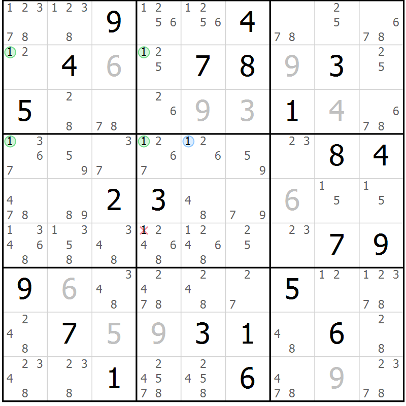 Position des candidats pour la solution de la Gr 31 page 34 du magazine de sudoku Sudoku Suprême n° 039