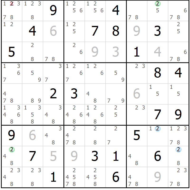 Position des candidats pour la solution de la Gr 31 page 34 du magazine de sudoku Sudoku Suprême n° 039