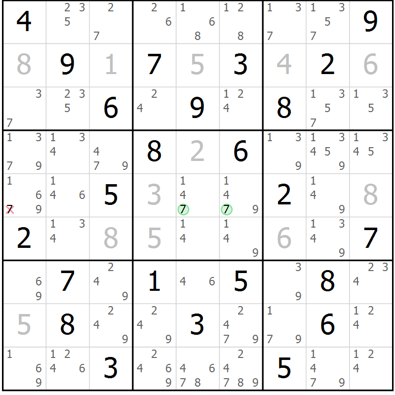 Position des candidats pour la solution de la Gr 32 page 35 du magazine de sudoku Sudoku Suprême n° 039