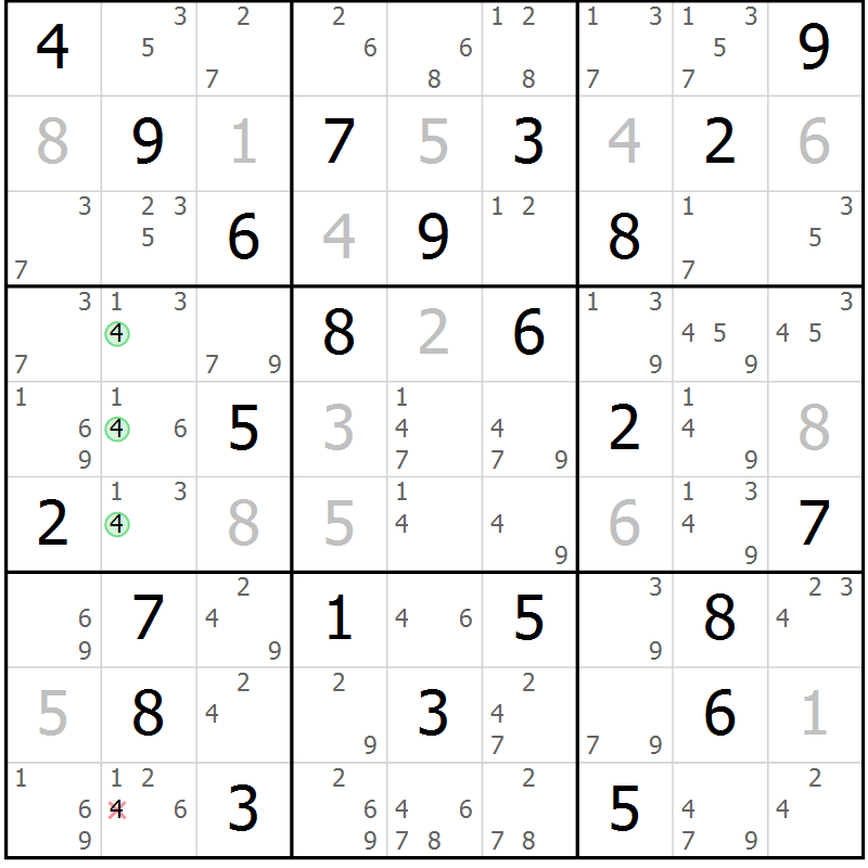 Position des candidats pour la solution de la Gr 32 page 35 du magazine de sudoku Sudoku Suprême n° 039
