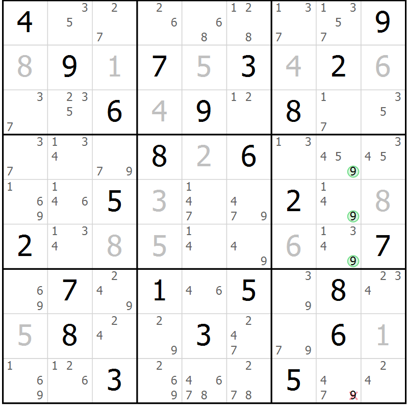 Position des candidats pour la solution de la Gr 32 page 35 du magazine de sudoku Sudoku Suprême n° 039