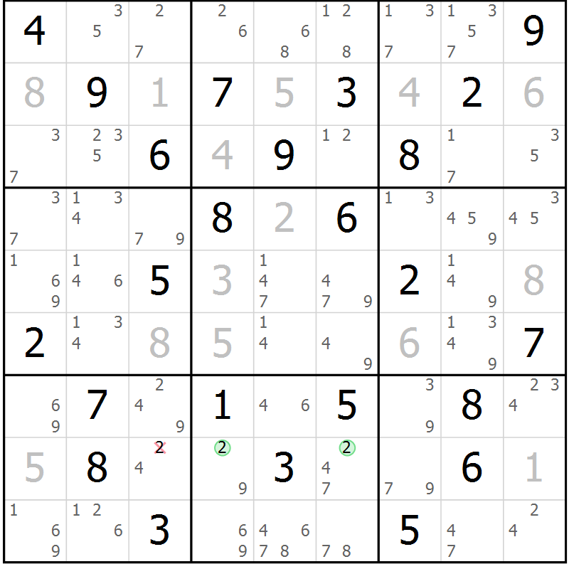 Position des candidats pour la solution de la Gr 32 page 35 du magazine de sudoku Sudoku Suprême n° 039