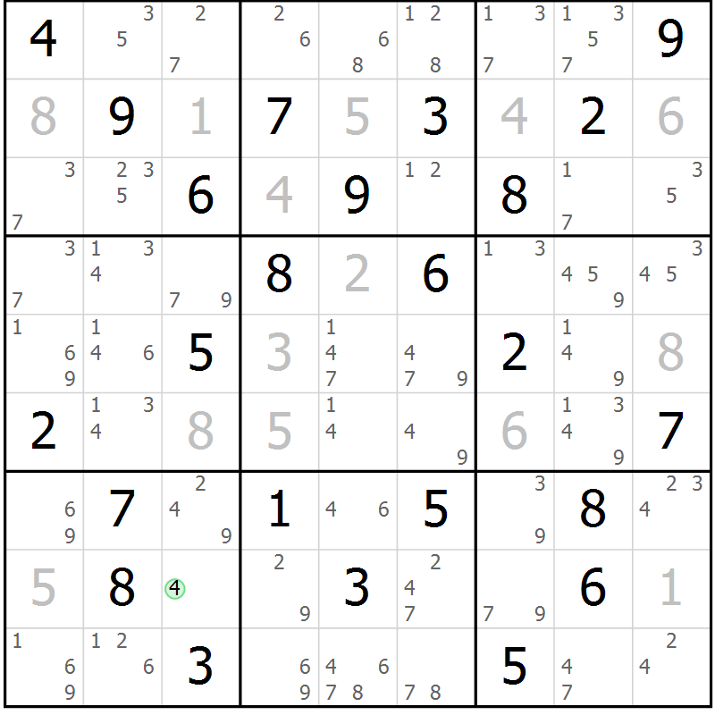 Position des candidats pour la solution de la Gr 32 page 35 du magazine de sudoku Sudoku Suprême n° 039