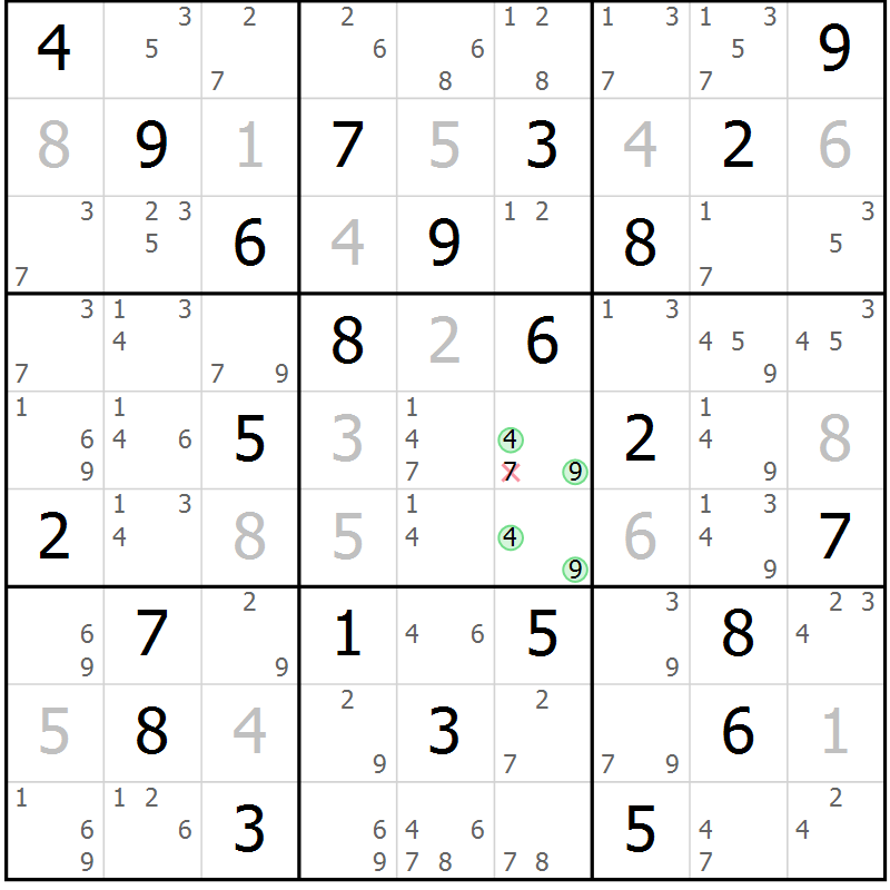 Position des candidats pour la solution de la Gr 32 page 35 du magazine de sudoku Sudoku Suprême n° 039