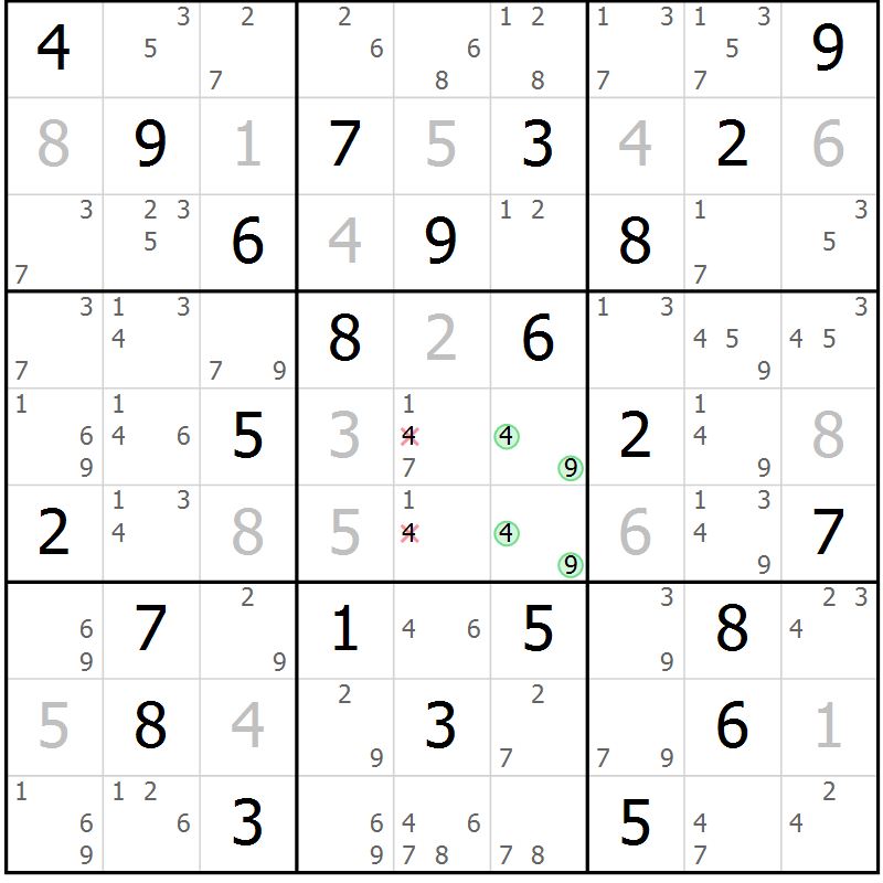 Position des candidats pour la solution de la Gr 32 page 35 du magazine de sudoku Sudoku Suprême n° 039