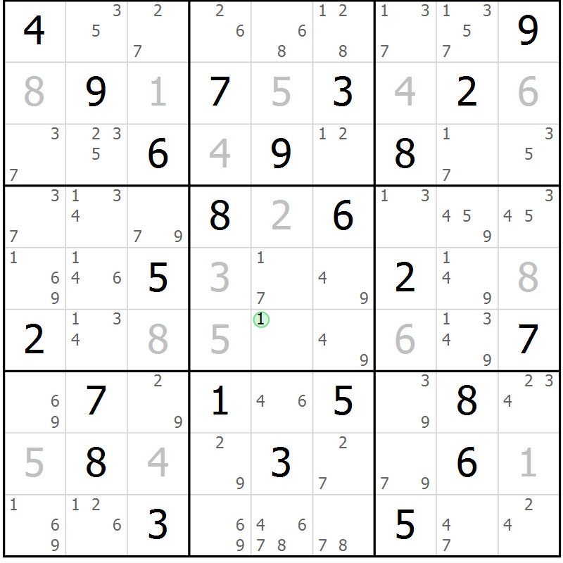 Position des candidats pour la solution de la Gr 32 page 35 du magazine de sudoku Sudoku Suprême n° 039