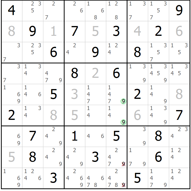Position des candidats pour la solution de la Gr 32 page 35 du magazine de sudoku Sudoku Suprême n° 039