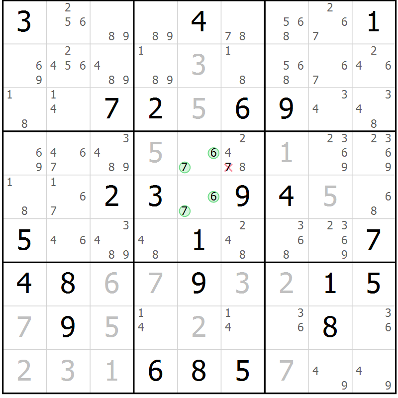 Position des candidats pour la solution de la Gr 33 page 36 du magazine de sudoku Sudoku Suprême n° 039