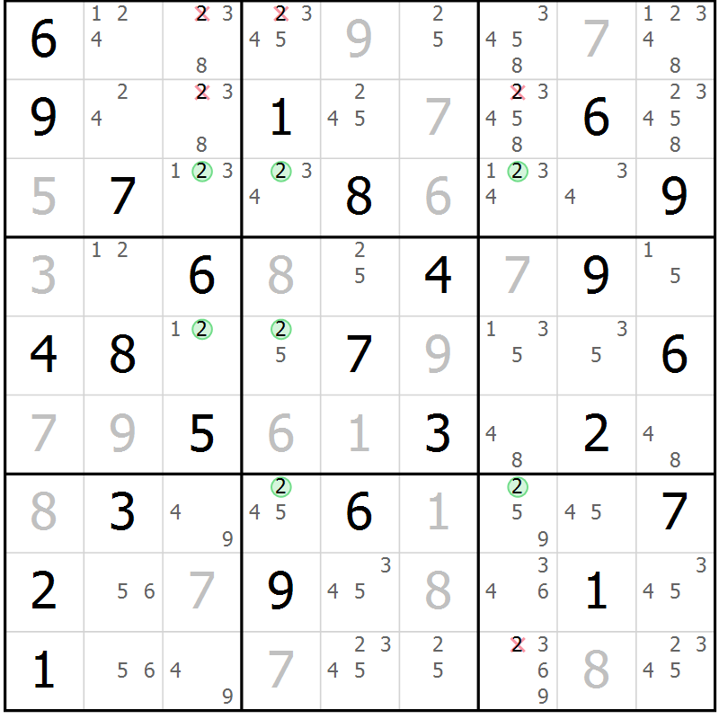 Position des candidats pour la solution de la Gr 34 page 37 du magazine de sudoku Sudoku Suprême n° 039