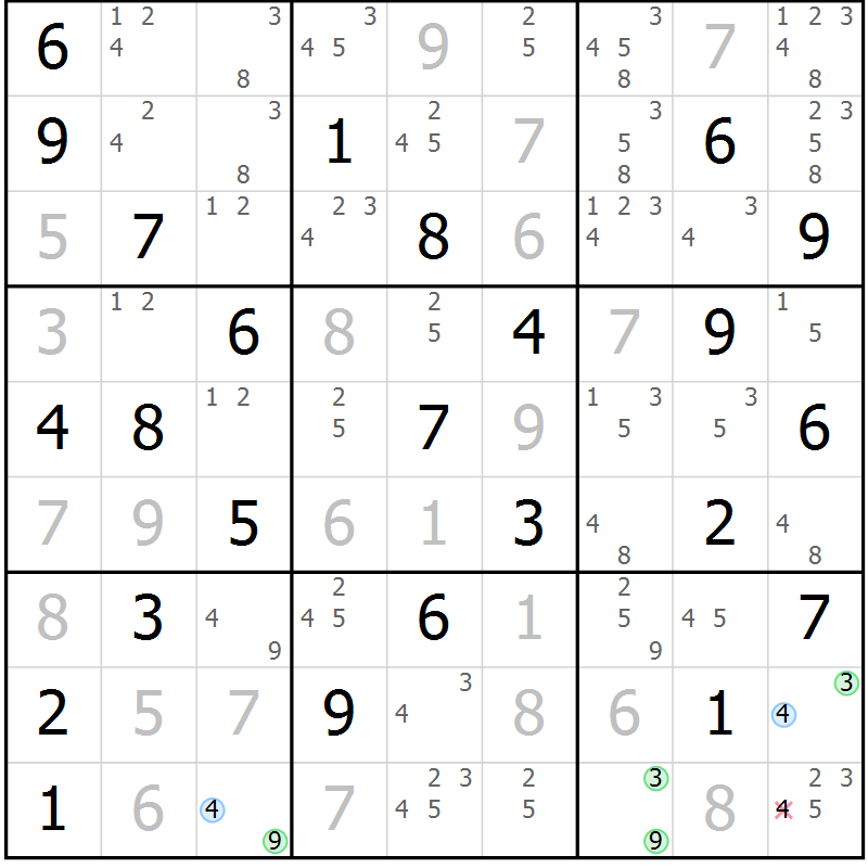 Position des candidats pour la solution de la Gr 34 page 37 du magazine de sudoku Sudoku Suprême n° 039