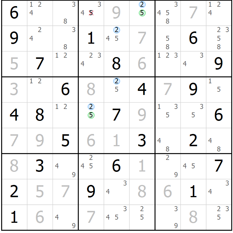 Position des candidats pour la solution de la Gr 34 page 37 du magazine de sudoku Sudoku Suprême n° 039