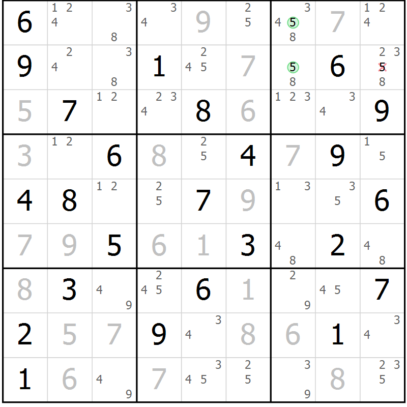 Position des candidats pour la solution de la Gr 34 page 37 du magazine de sudoku Sudoku Suprême n° 039